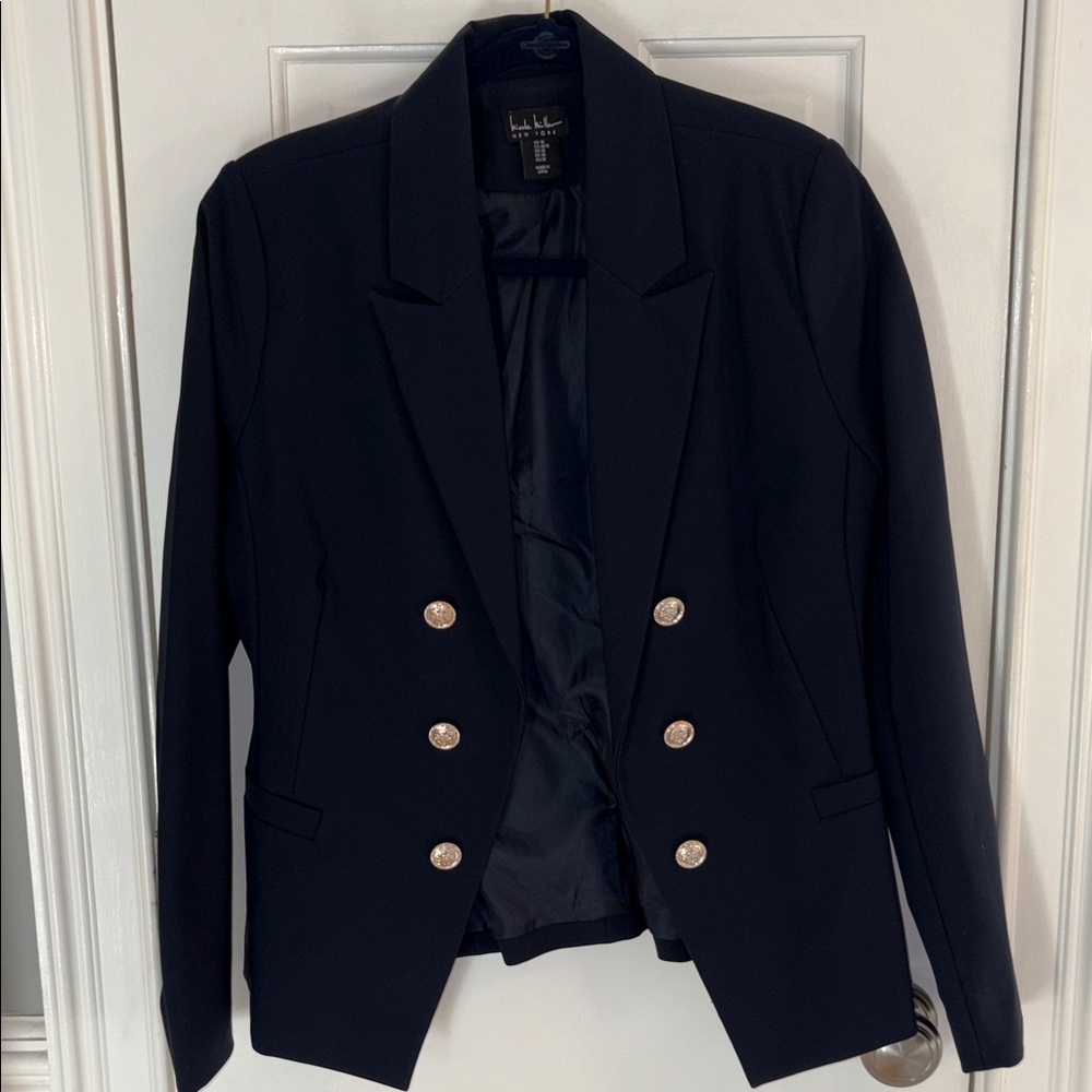 Classic Navy Blazer with Gold Accents